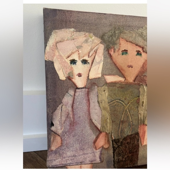 Vtg 60’s Original Catherine Heno Suffel Painting “Friends” or “Siblings Signed - Picture 2 of 5